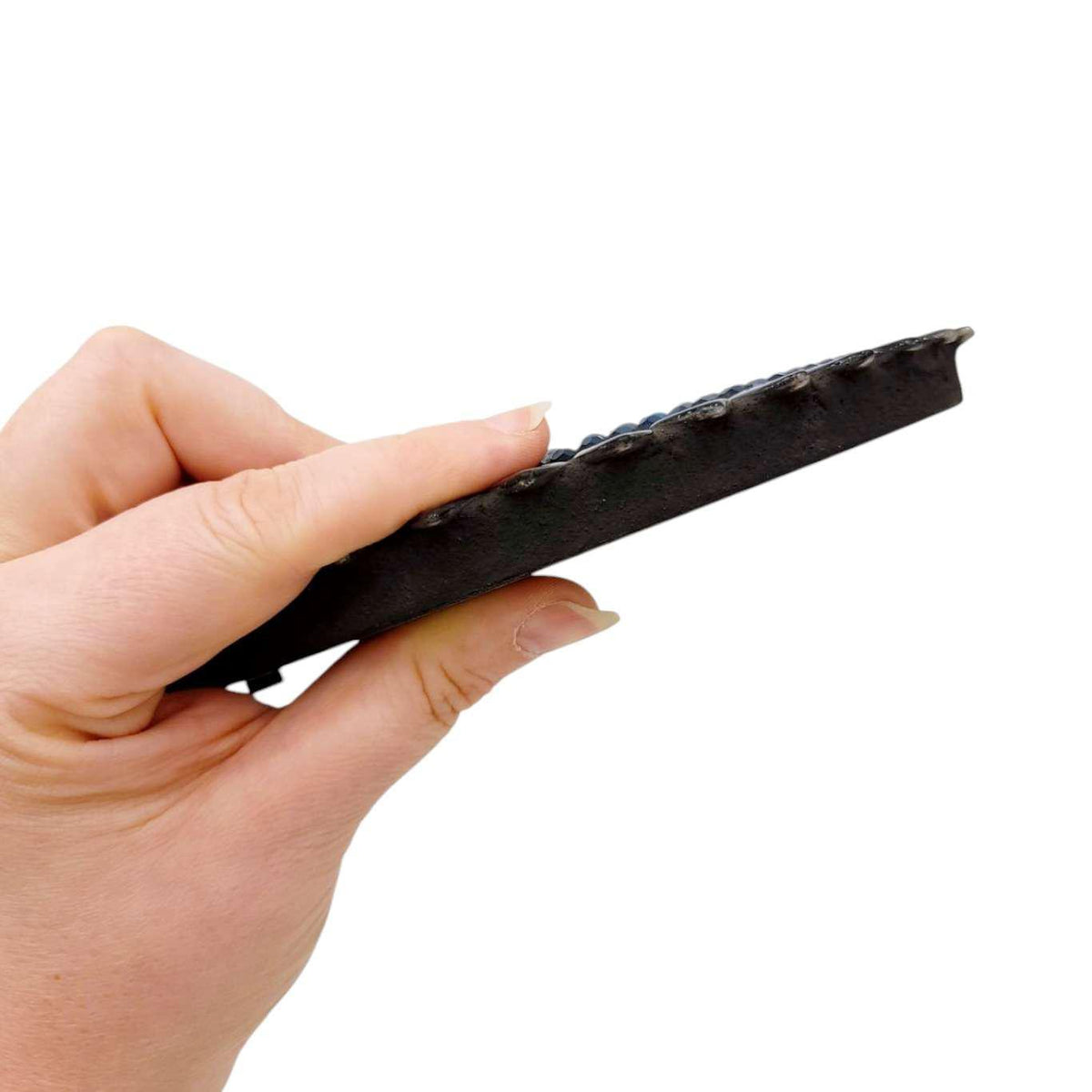 Mosaic Mirror - 7in Round (Denim Leaf) by Zetamari Mosaic Artworks