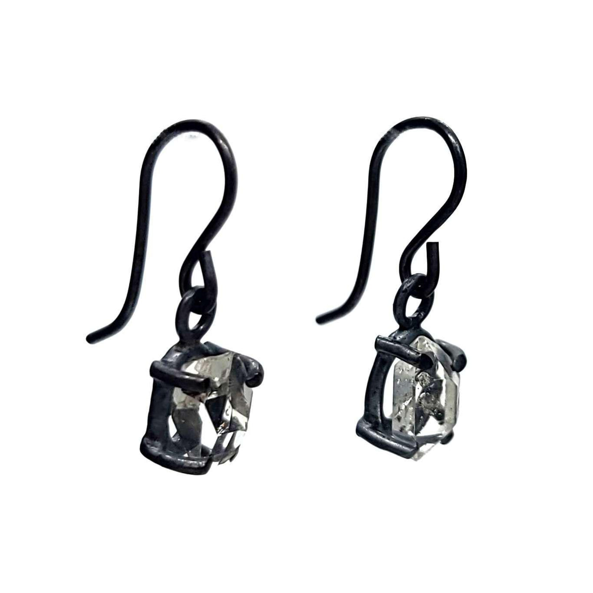 Earrings - Classic Herkimer Drops in Oxidized Sterling Silver by Storica Studio