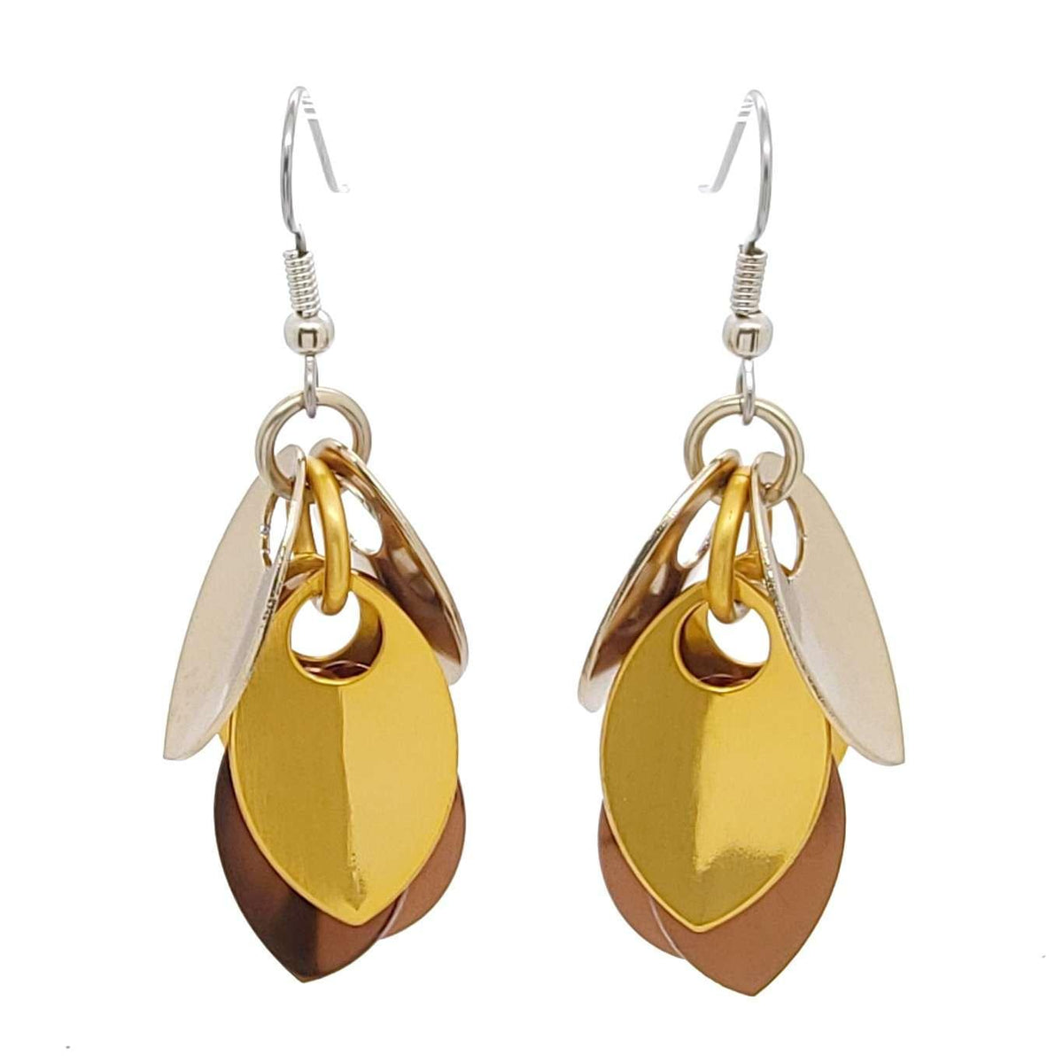 Earrings - Short Leafy Cascade (Golden Browns) by Rebeca Mojica
