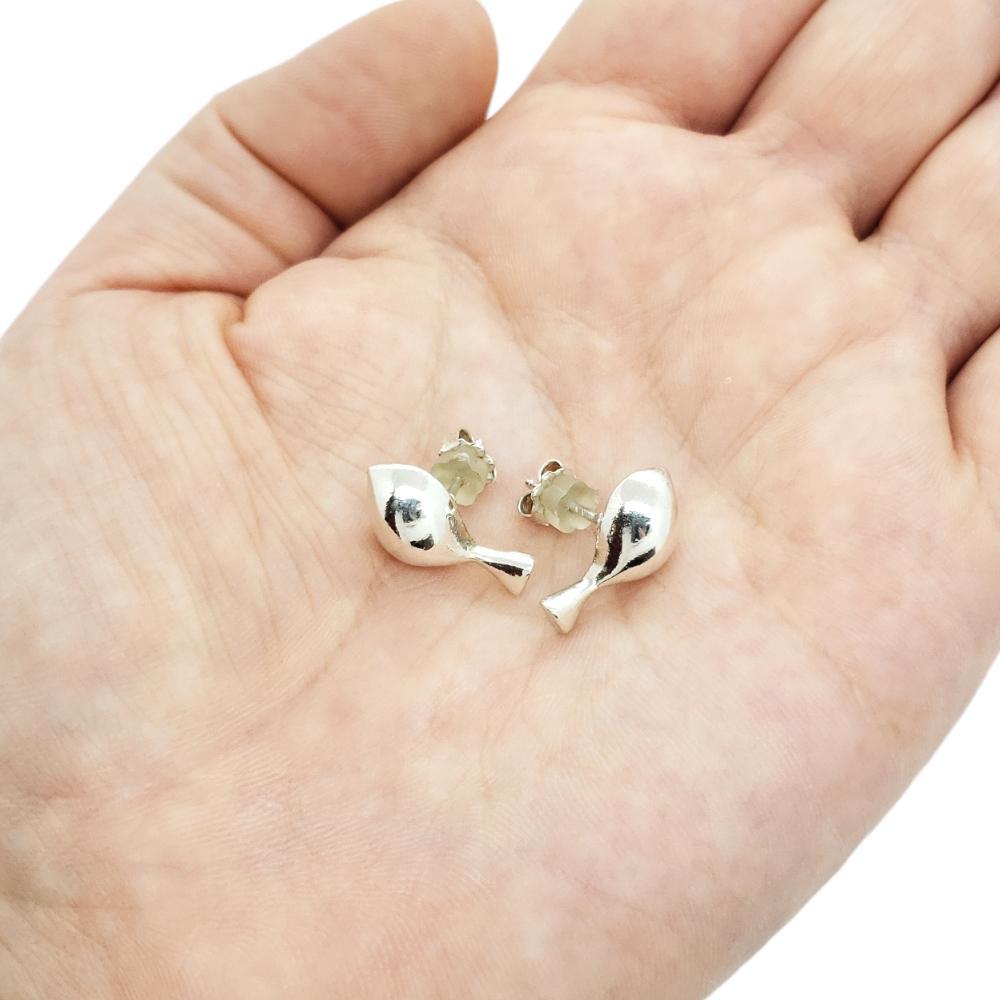 Earrings - Lg Mr. Tweet Bird Polished Silver Posts by La Objeteria