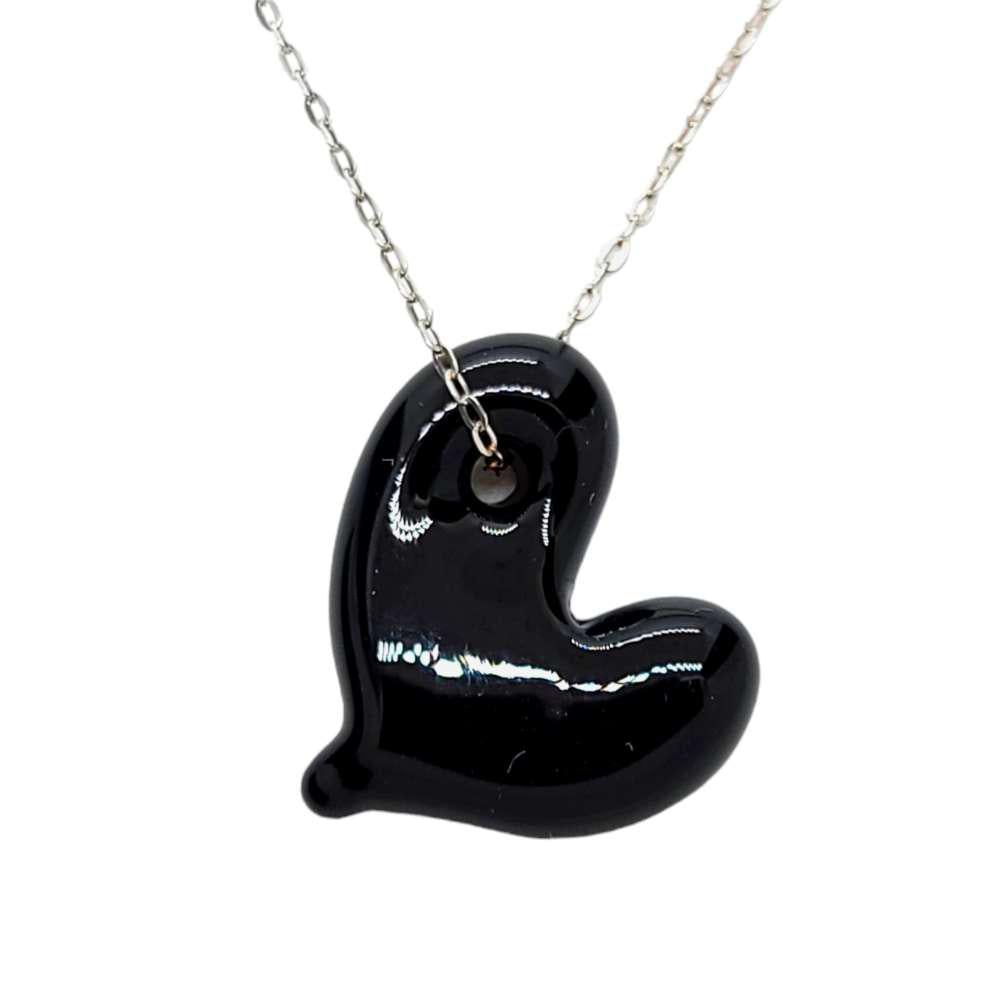 Necklace - Hole in My Heart in Black by Krista Bermeo Studio