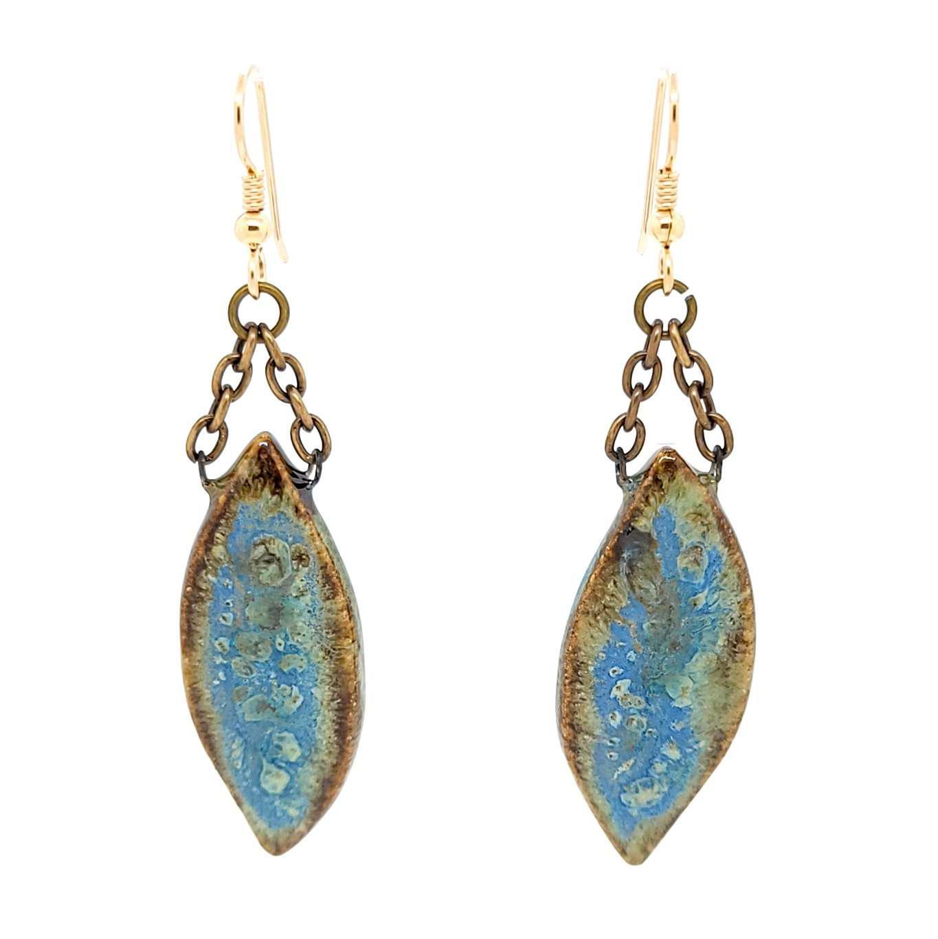 Earrings - Large Leaf Drops in Earth by Dandy Jewelry
