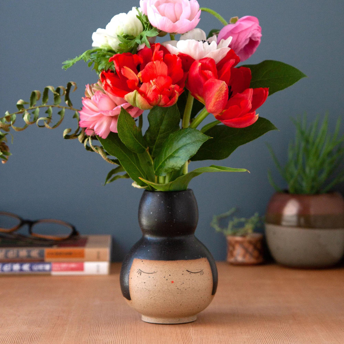 Vase - Peaceful Buddy (Black Hair) by Jennifer Fujimoto