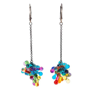 Earrings - Long Rosetti Bloom in Rainbow by Krista Bermeo Studio