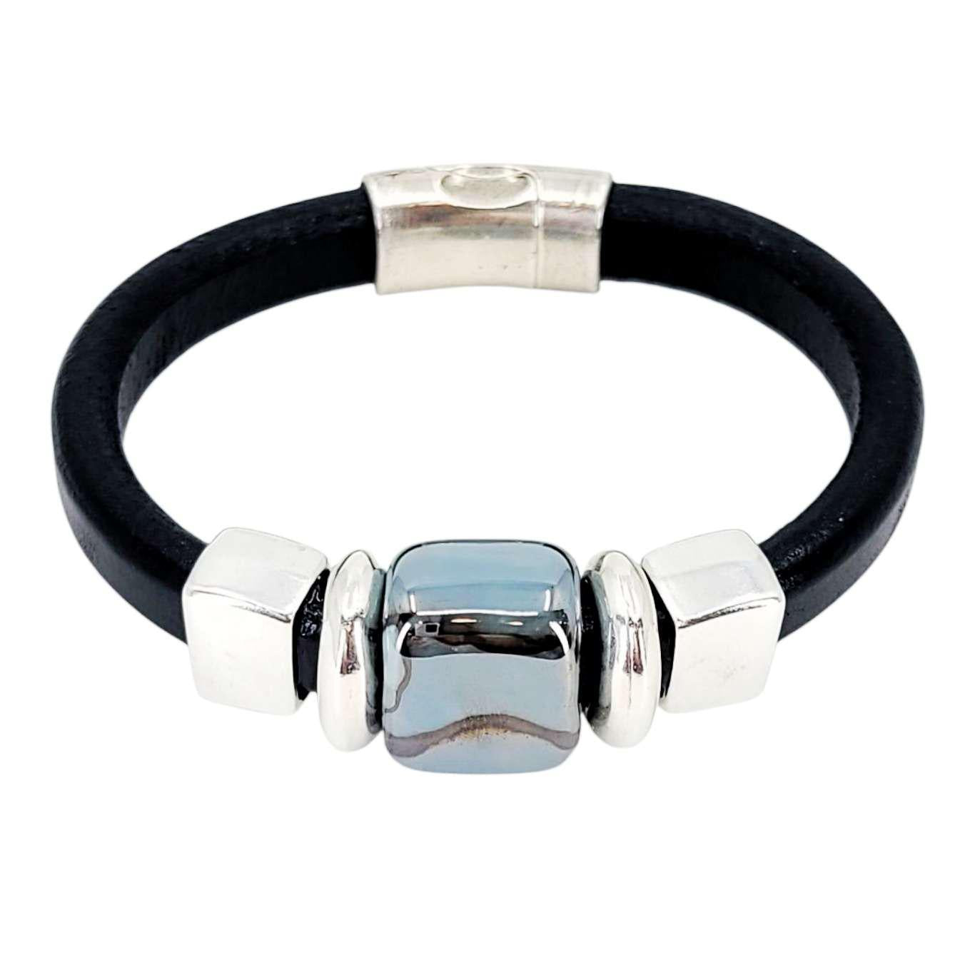 Bracelet - Black Sea (Black, Silver, Ceramic) by Diana Kauffman Designs