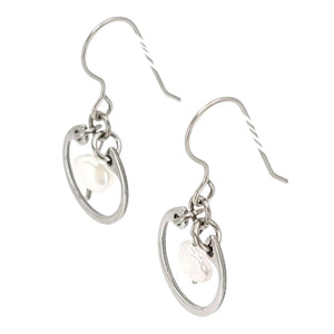 Earrings - Pearl Solo Small Circles (White) by Wraptillion