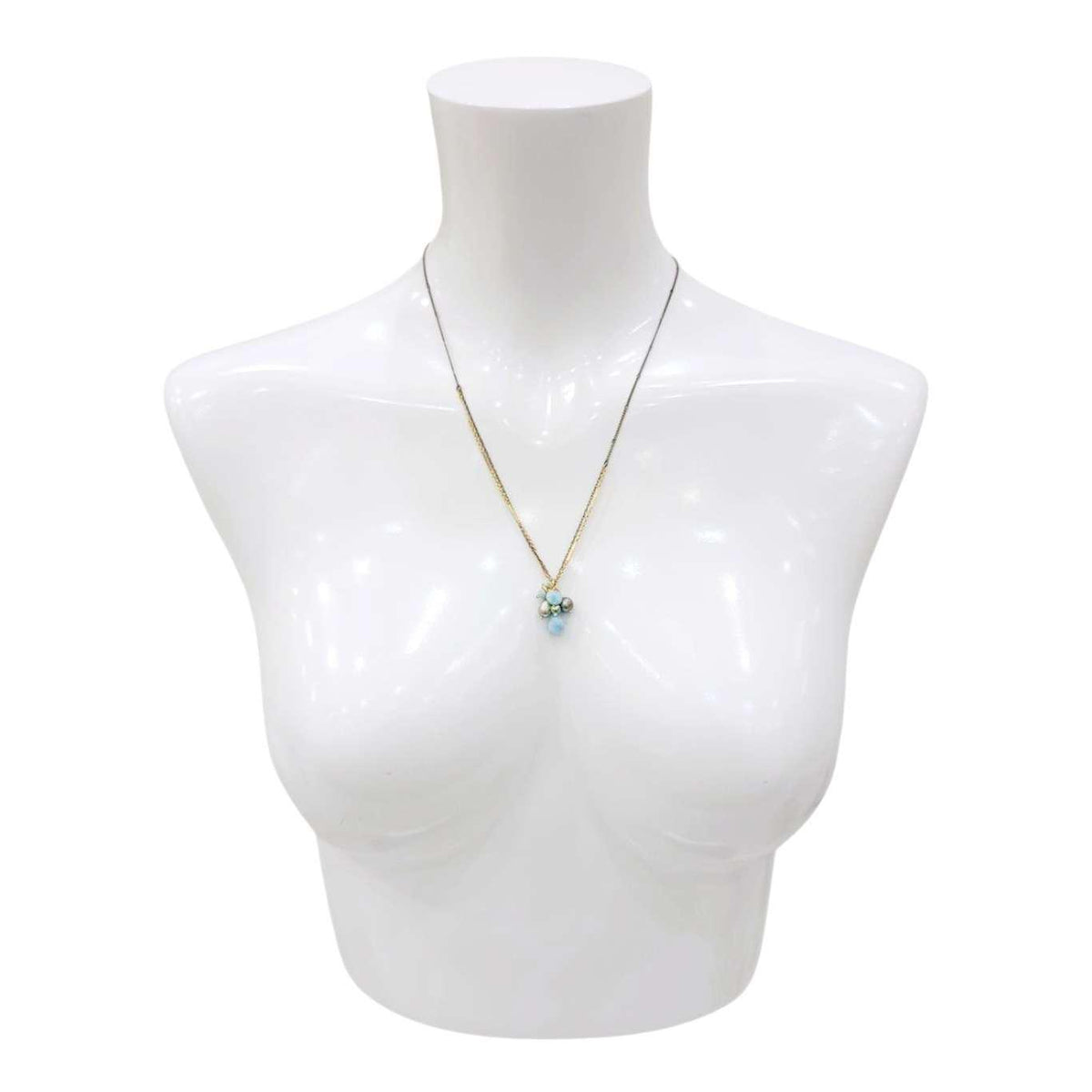 Necklace - Double Strand Gem Cluster (Larimar, Pearl) by Calliope Jewelry