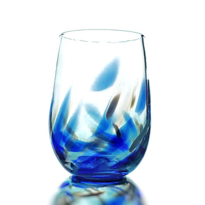 Stemless Wine Glasses - Blue Vino Breve by Furnace Glassworks