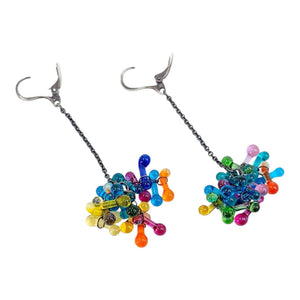 Earrings - Long Rosetti Bloom in Rainbow by Krista Bermeo Studio