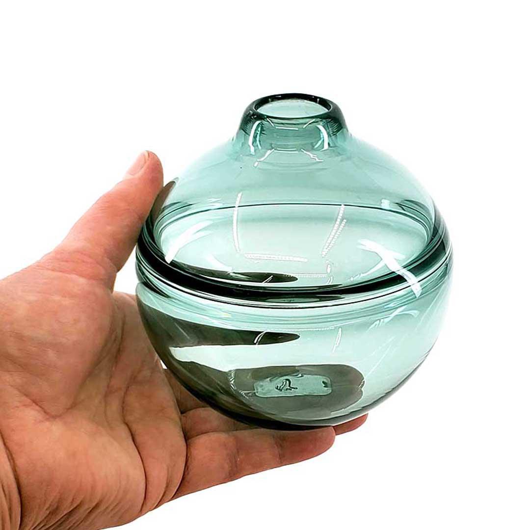 Bud Vase - Petite Round in Seafoam Teal Glass by Dougherty Glassworks