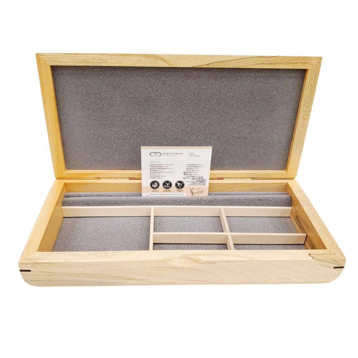 Jewelry Box - Large - Small Valet (Spalted Maple, Walnut, Wenge) by Mikutowski Woodworking