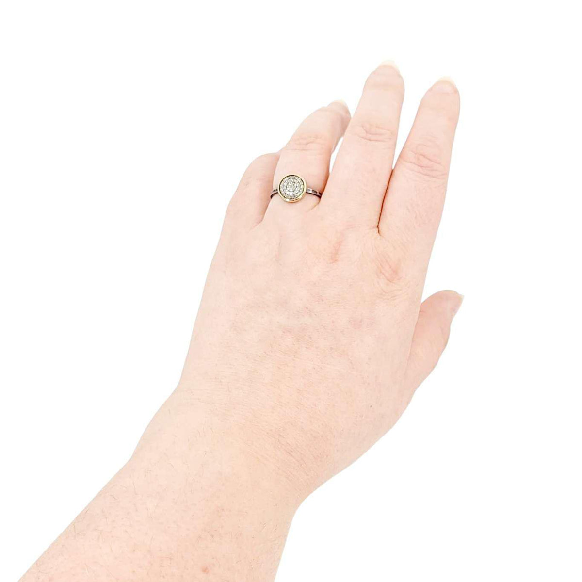 Ring - Size 5, 8 - 10mm Pave Diamond Hammered Band (14k Gold, Sterling Silver, Diamond) by 314 Studio