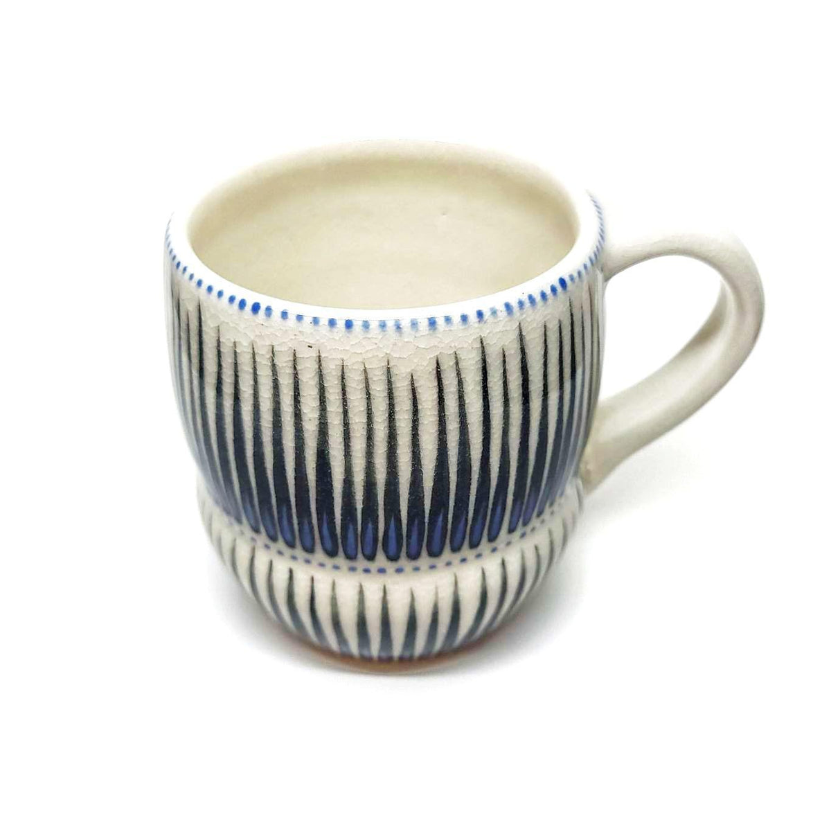Mug - Small in Upward Linear with Blue Accents by Britt Dietrich Ceramics
