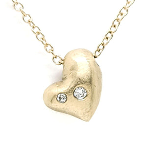 Necklace - Puffy Heart in 14k Yellow Gold and Diamond by Michelle Chang