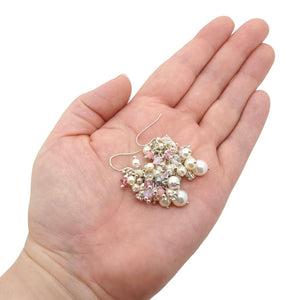 Earrings - Blush Rose, White and Gray Pearl and Crystal Clusters by Sugar Sidewalk