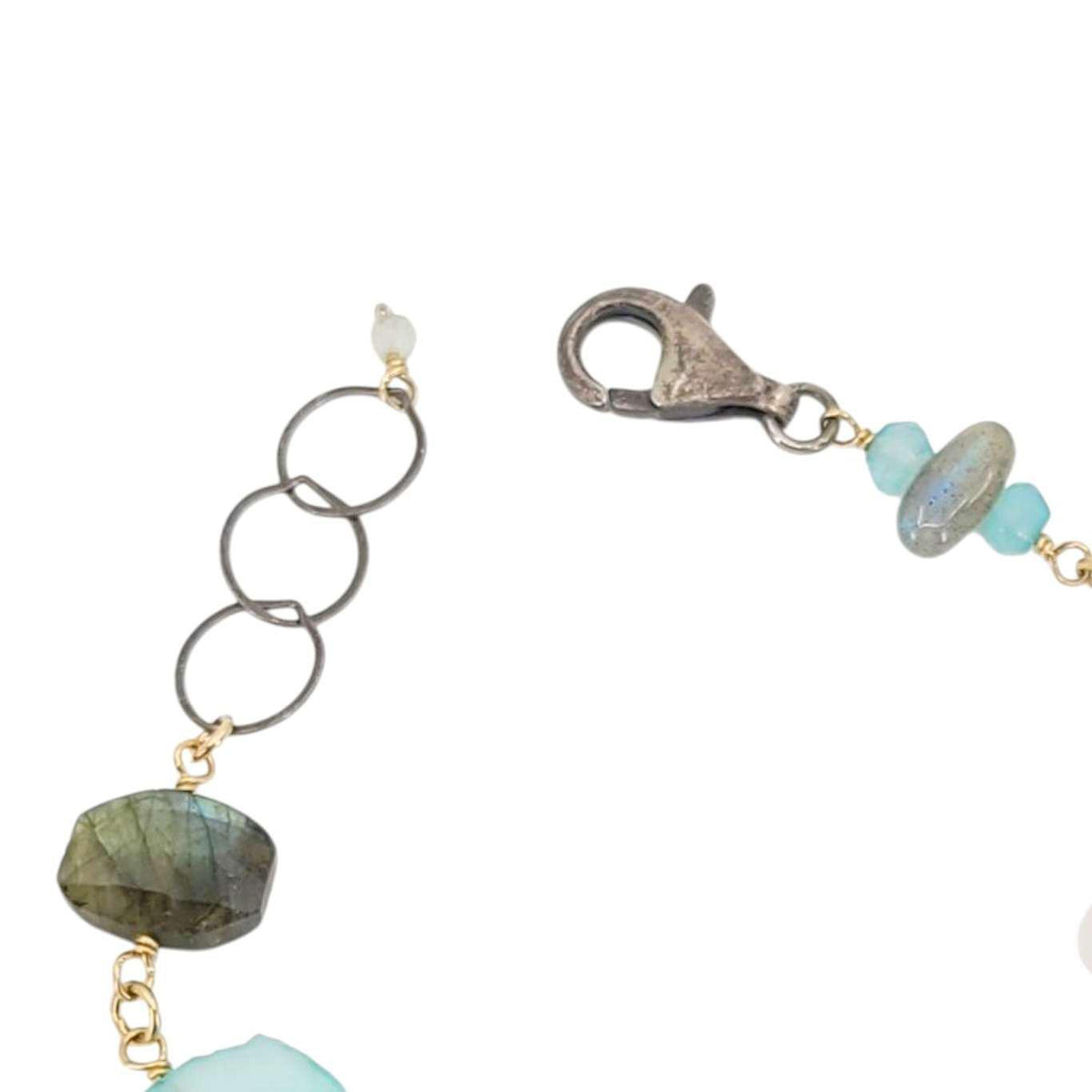 Bracelet - Chunky Mixed Gemstones (Chalcedony, Labradorite, Rainbow Moonstone) by Calliope Jewelry