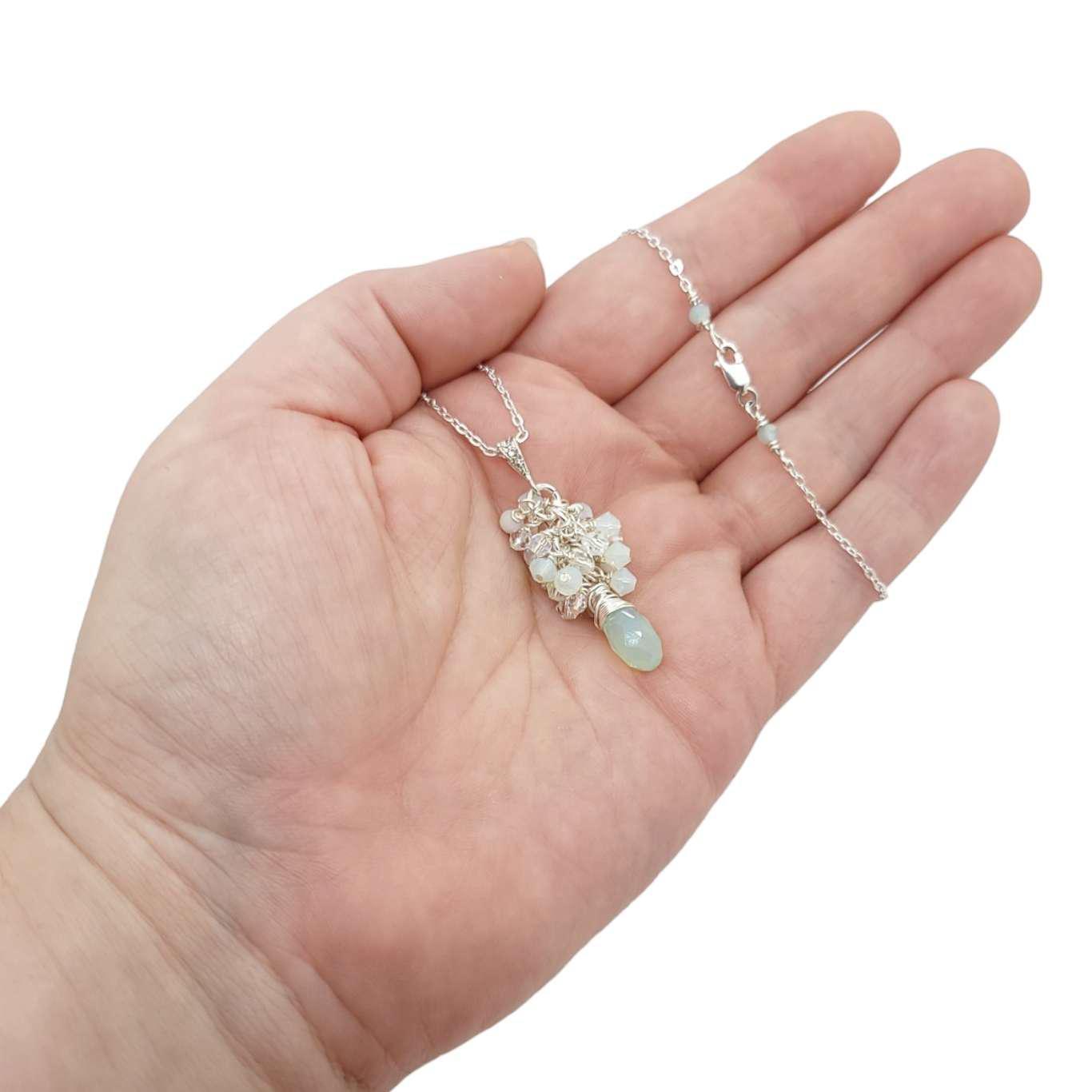 Necklace - Chrysolite Opal Crystal Teardrop Cluster by Sugar Sidewalk