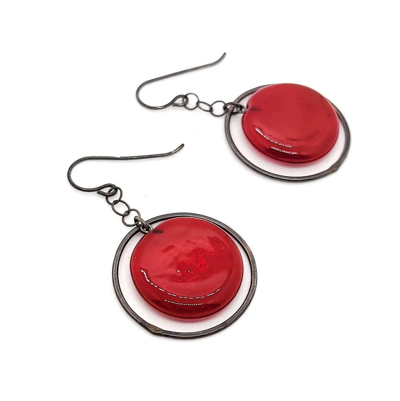 Earrings - Plato Elaine in Red by Krista Bermeo Studio