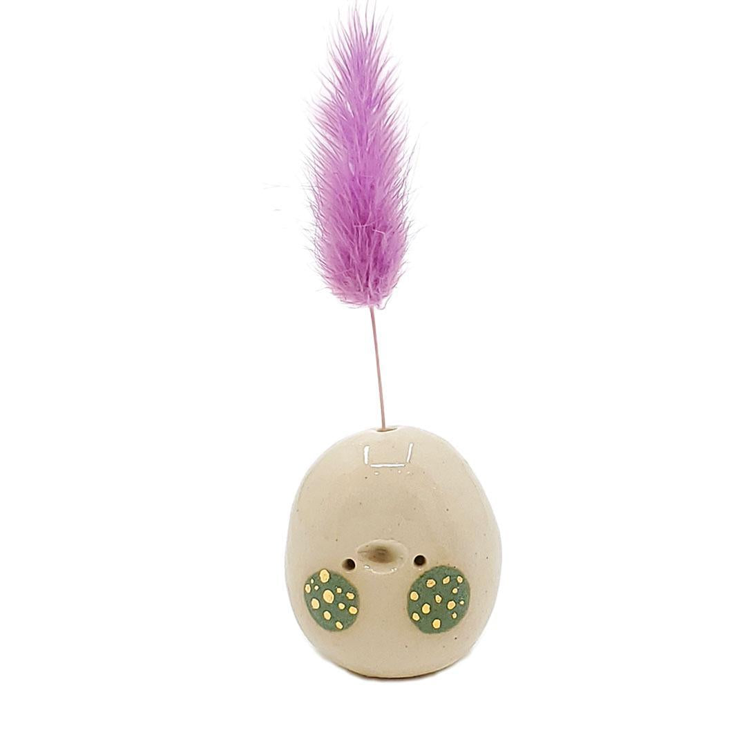 Figurine - Lucky Potato Bud Vase (Single Hole, Green Cheeks) by The Pottery Parade