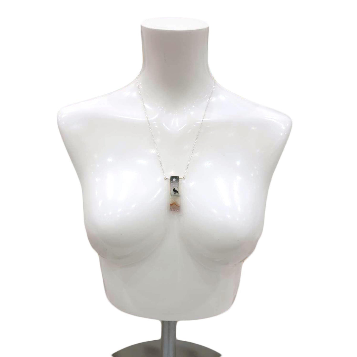 Necklace - Crow and Moon Crystal (Sterling Silver) by Fernworks