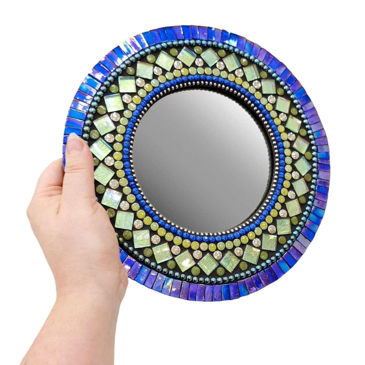 Mosaic Mirror - 10in Round (Atlantis) by Zetamari Mosaic Artworks