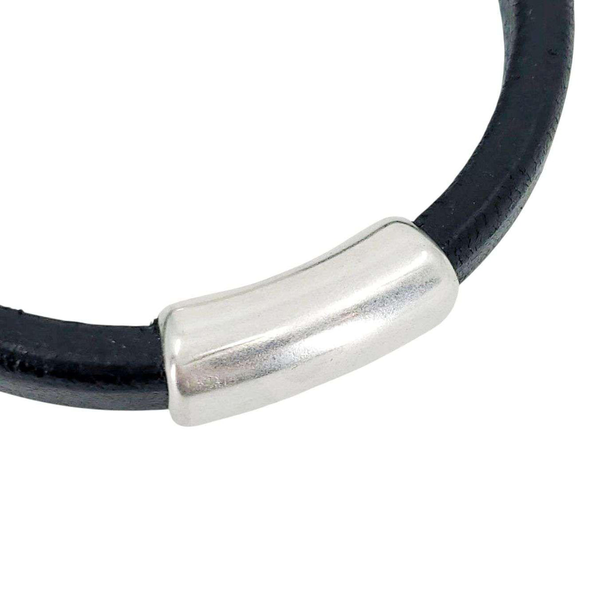 Bracelet - Classic (Black Leather, Silver) by Diana Kauffman