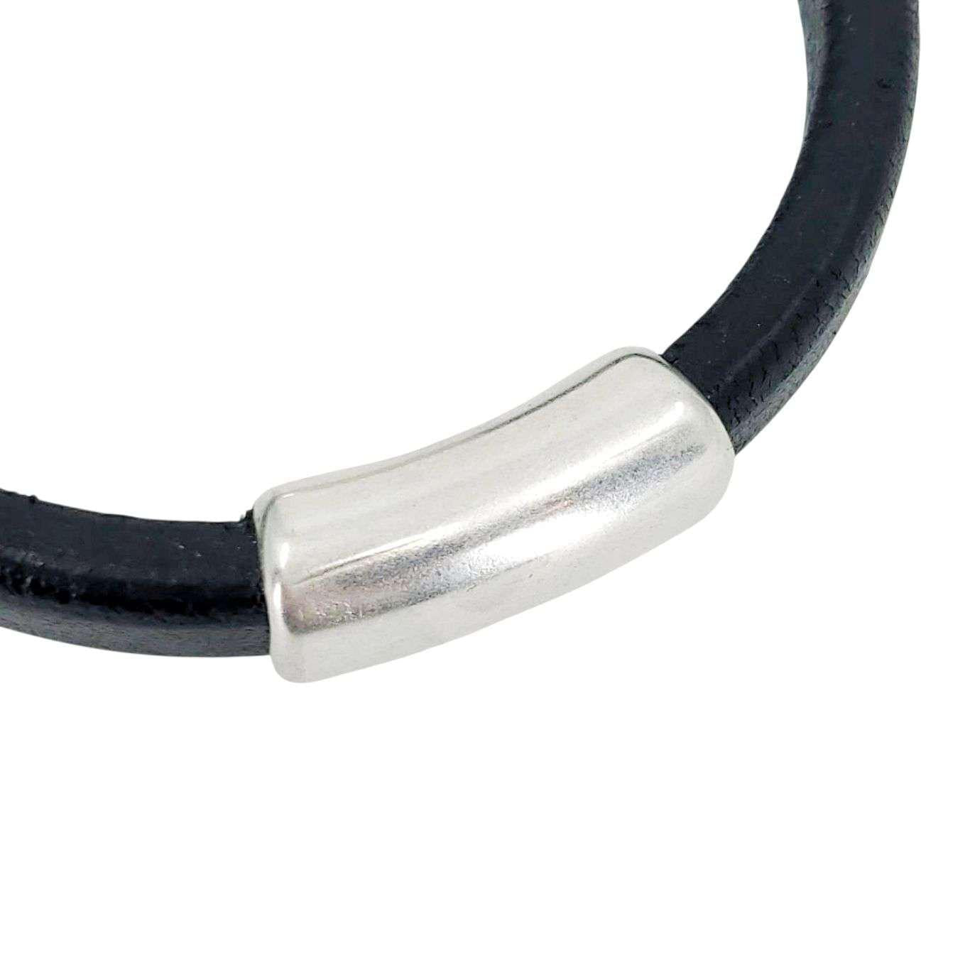 Bracelet - Classic (Black Leather, Silver) by Diana Kauffman