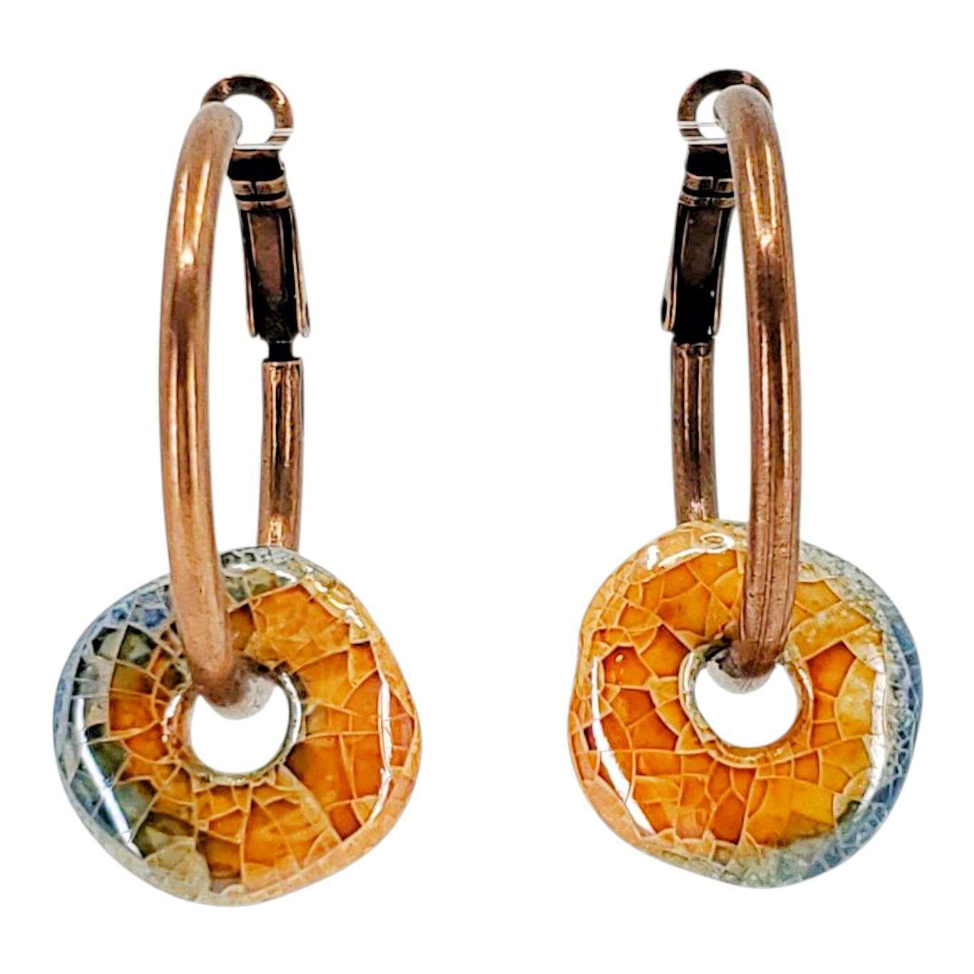 Earrings - Ceramic Ring Hoops (Midnight Sun) by Diana Kauffman