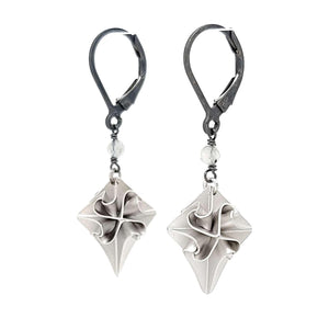 Earrings - Single Stone Stardust Drops in Bright Sterling Silver and Gray Moonstone by 314 Studio