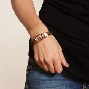 Bracelet - Edinburgh (Olive Champagne Leather, Mixed Metals) by Diana Kauffman Designs