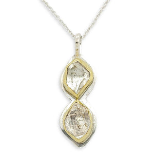 Necklace - Glacier Double Vertical Herkimer in 22k Yellow Gold and Bright Sterling Silver by Stórica Studio