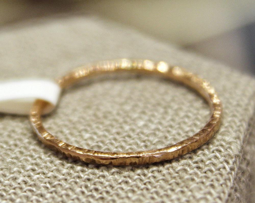 Ring - Size 7.5 - Thin 14k Rose Gold Wood Grain Texture by Taviametal