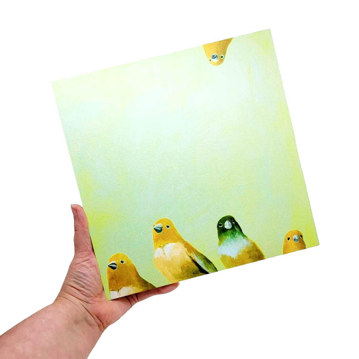 Wall Art - Finch Family on 10in x 10in Wood Panel by The Mincing Mockingbird