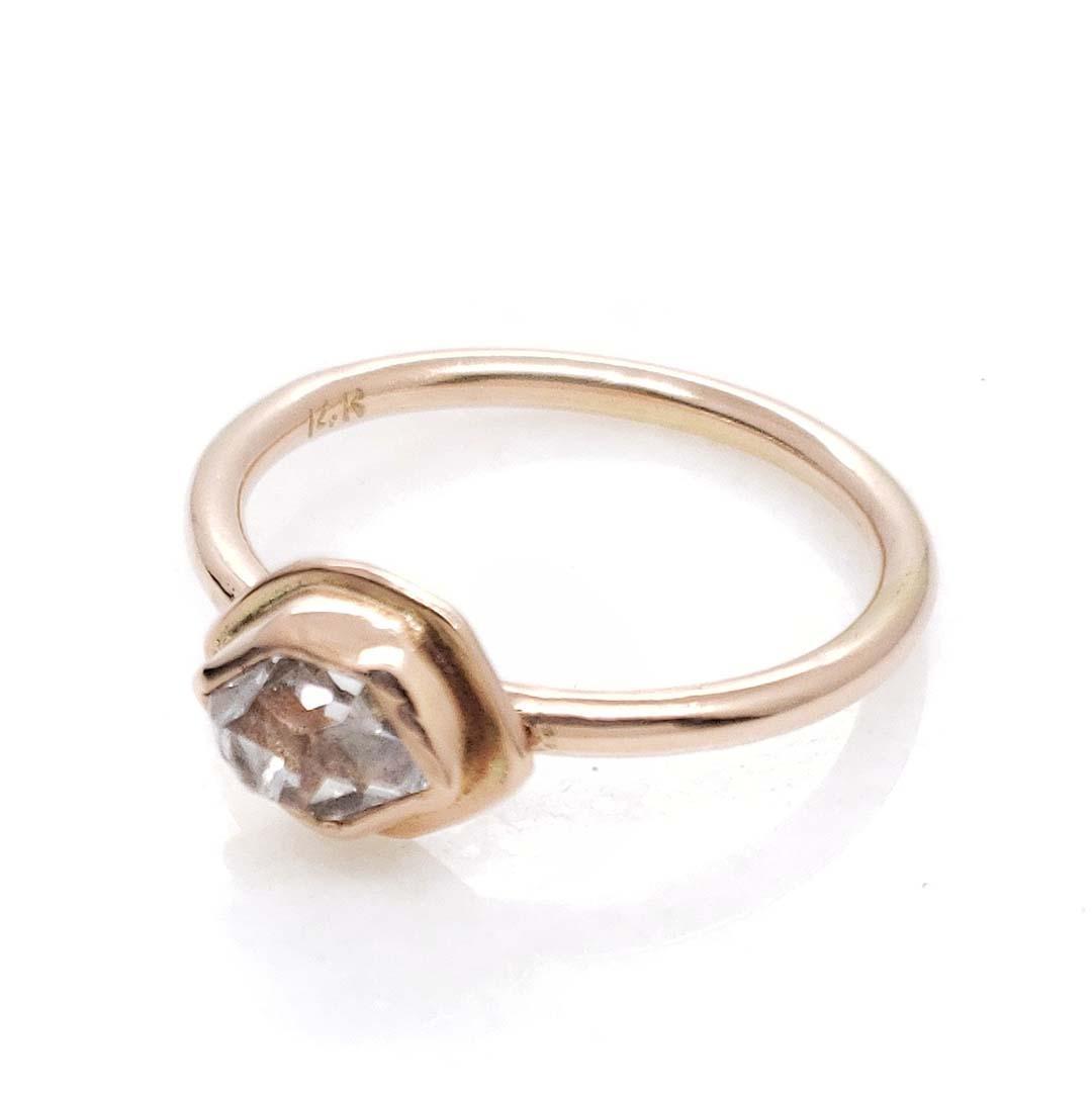 Ring - Size 5 - Glacier Mini Horizontal Herkimer in 14k Rose Gold by Storica Studio