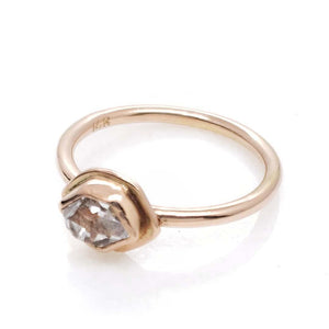 Ring - Size 5 - Glacier Mini Horizontal Herkimer in 14k Rose Gold by Storica Studio