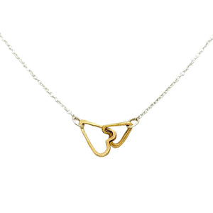 Necklace - Linked Hearts in 14k Yellow Gold with Sterling Silver Chain by Michelle Chang
