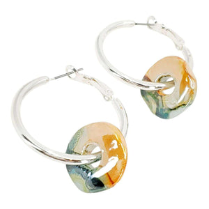Earrings - Ceramic Ring Hoops (Ocean Sunrise) by Diana Kauffman