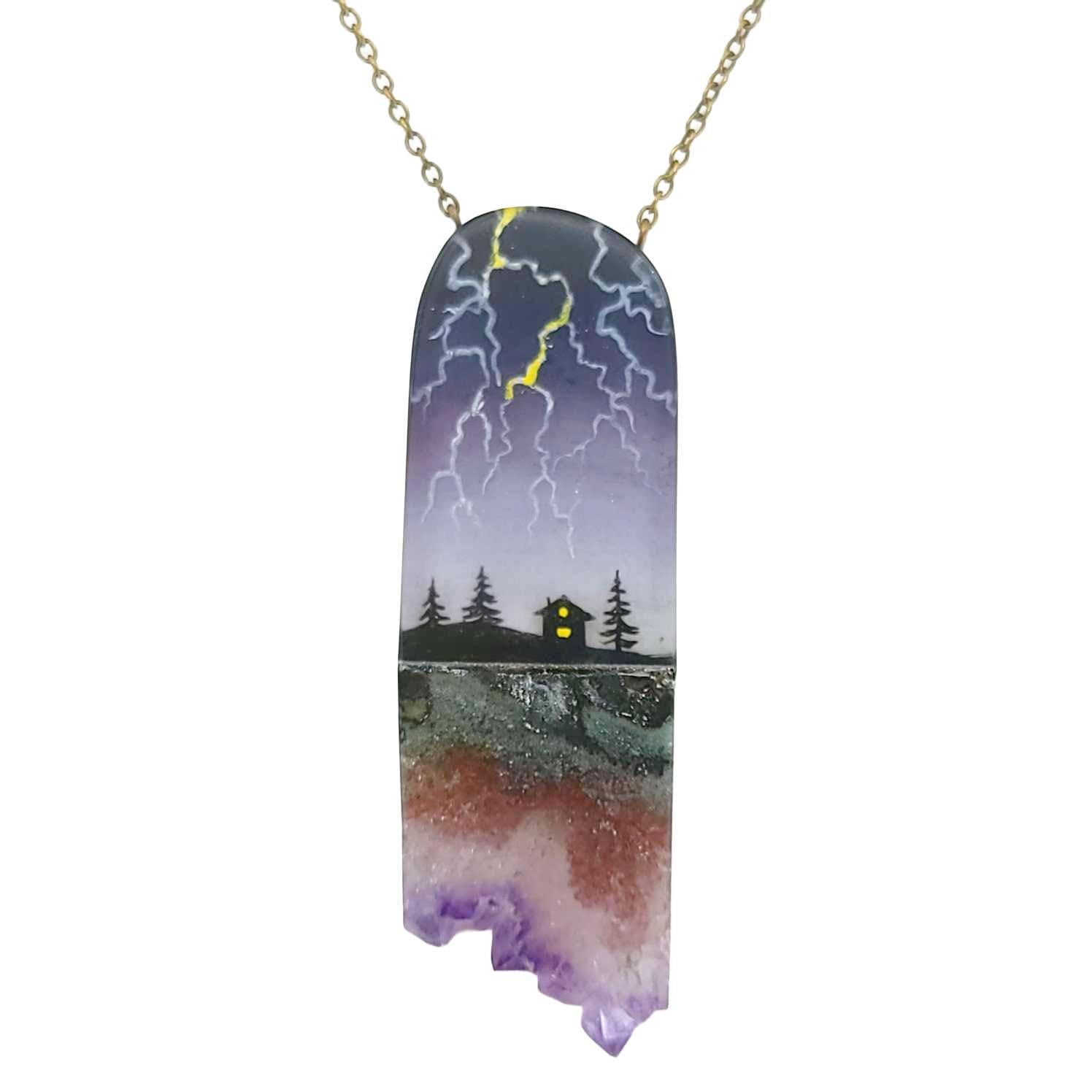 Necklace - Lightning Crystal (Amethyst) by Fernworks