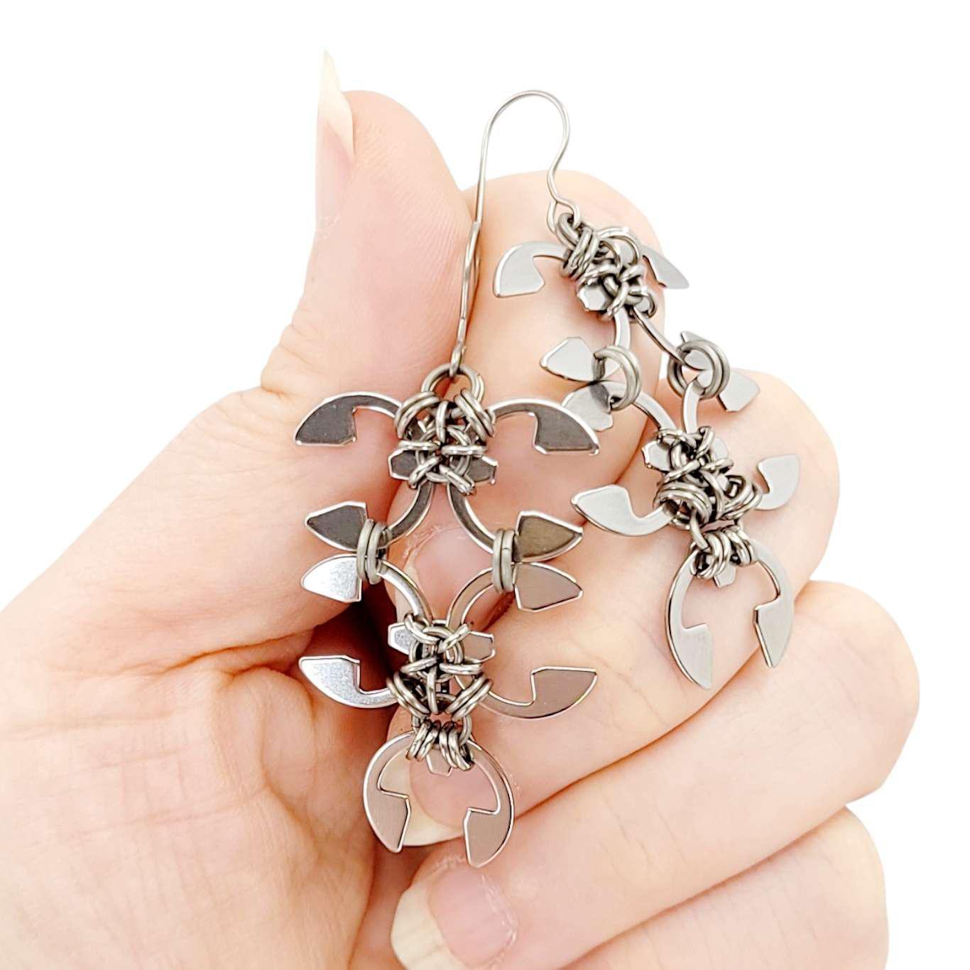 Earrings - Short Wisteria (Stainless Steel and Titanium) by Wraptillion