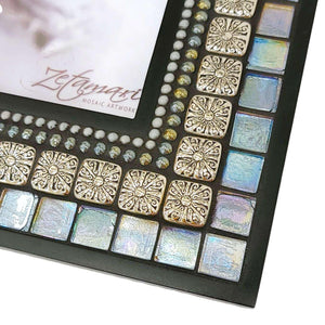 Mosaic Picture Frame - 5x7in (Moonlight Shimmer) by Zetamari Mosaic Artworks