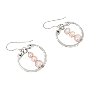 Earrings - Pearl Trio Medium Circles (Pink) by Wraptillion