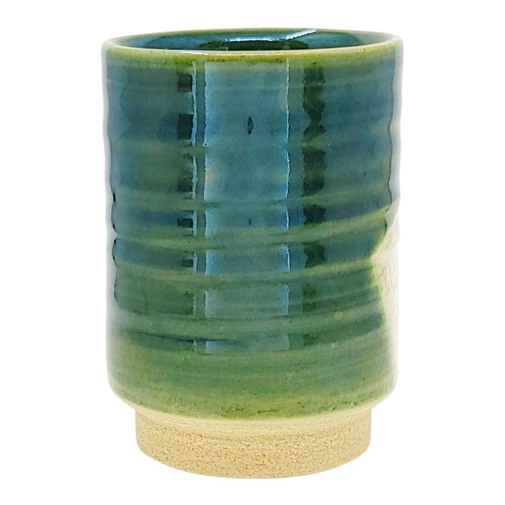 Cup - Large Green Seto-Yaki Oribe by Asemi Co.