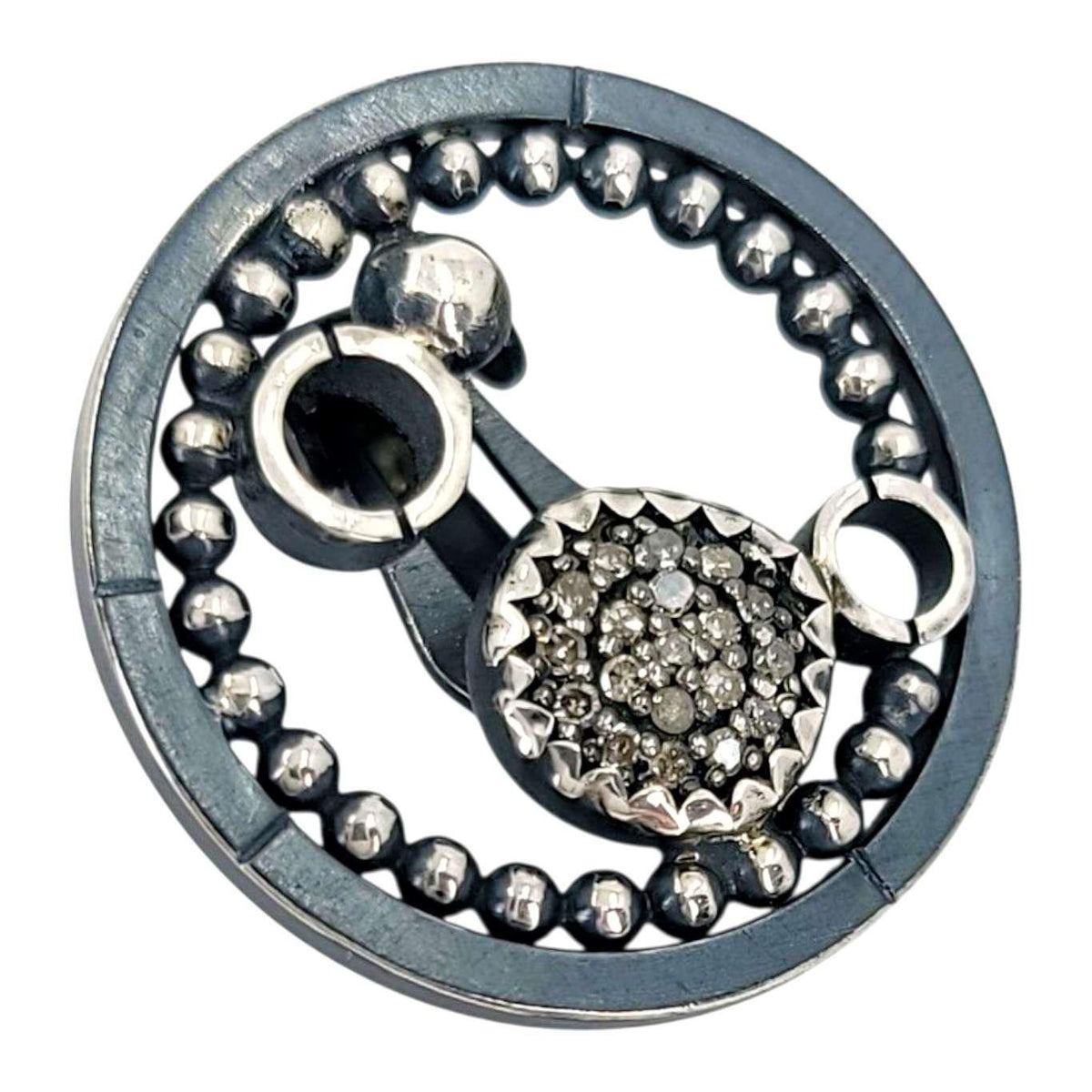 Earrings - Clip On - Pave Circles (Sterling Silver, Diamond) by 314 Studio