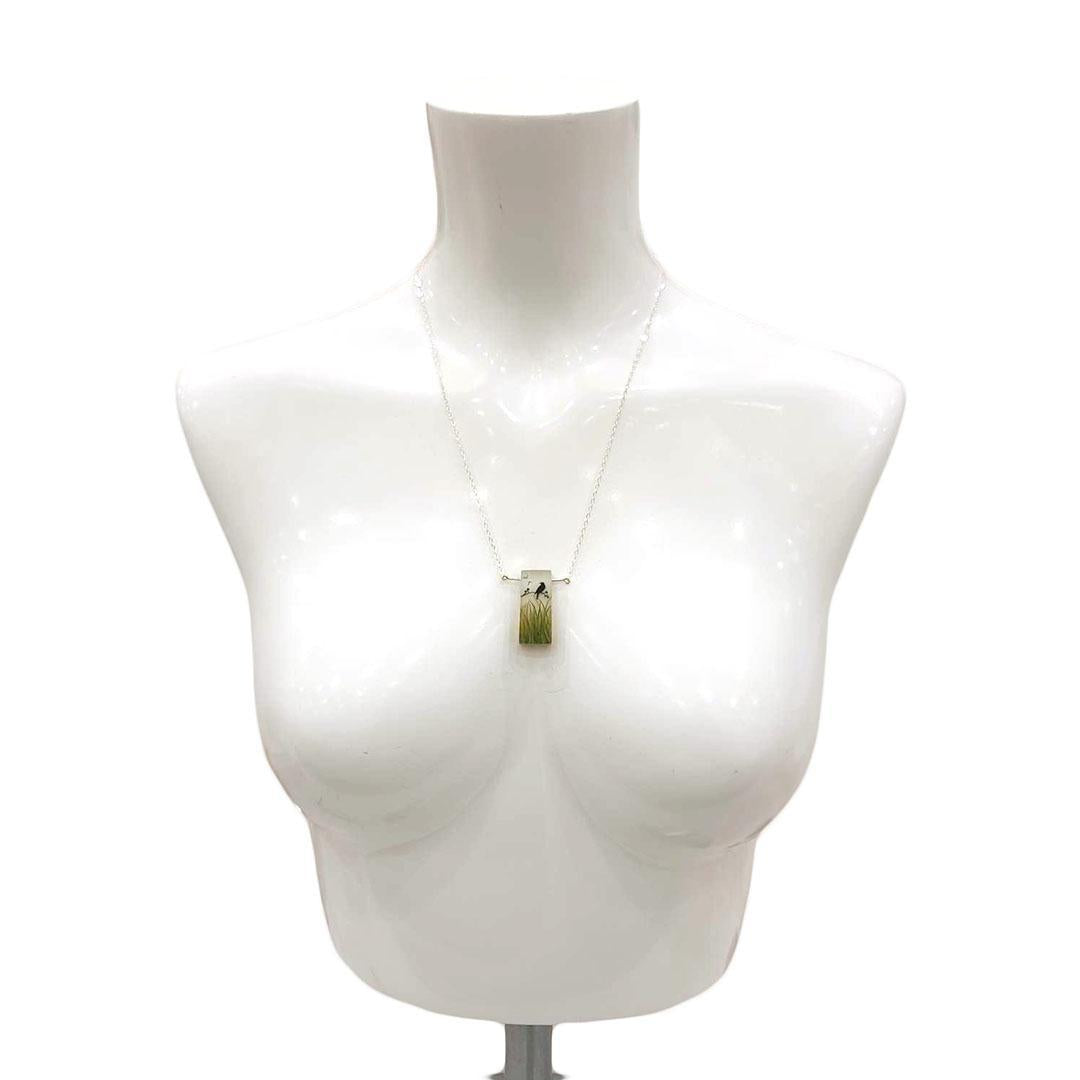 Necklace - Maybe Bird with Grass Blades by Fernworks