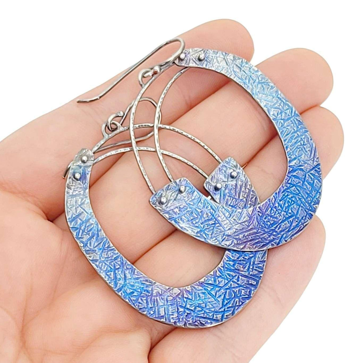 Earrings - Dangles - Large Round Rise (Titanium, Sterling Silver) by Taviametal