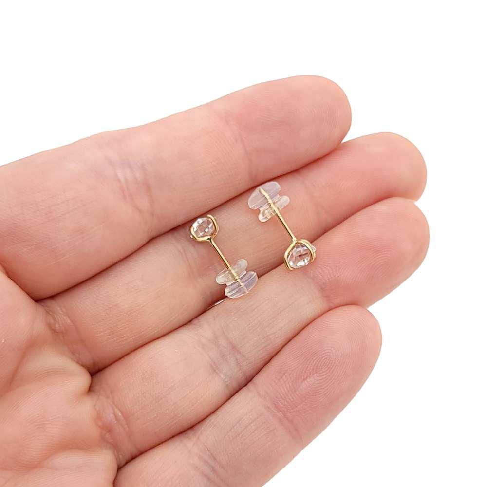 Earrings - Classic 5-6mm Herkimer Studs in 14k Yellow Gold by Storica Studio