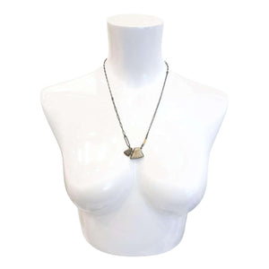 Necklace - Triangle Tourmalinated Quartz with Connected Coral Pendant by Janine DeCresenzo