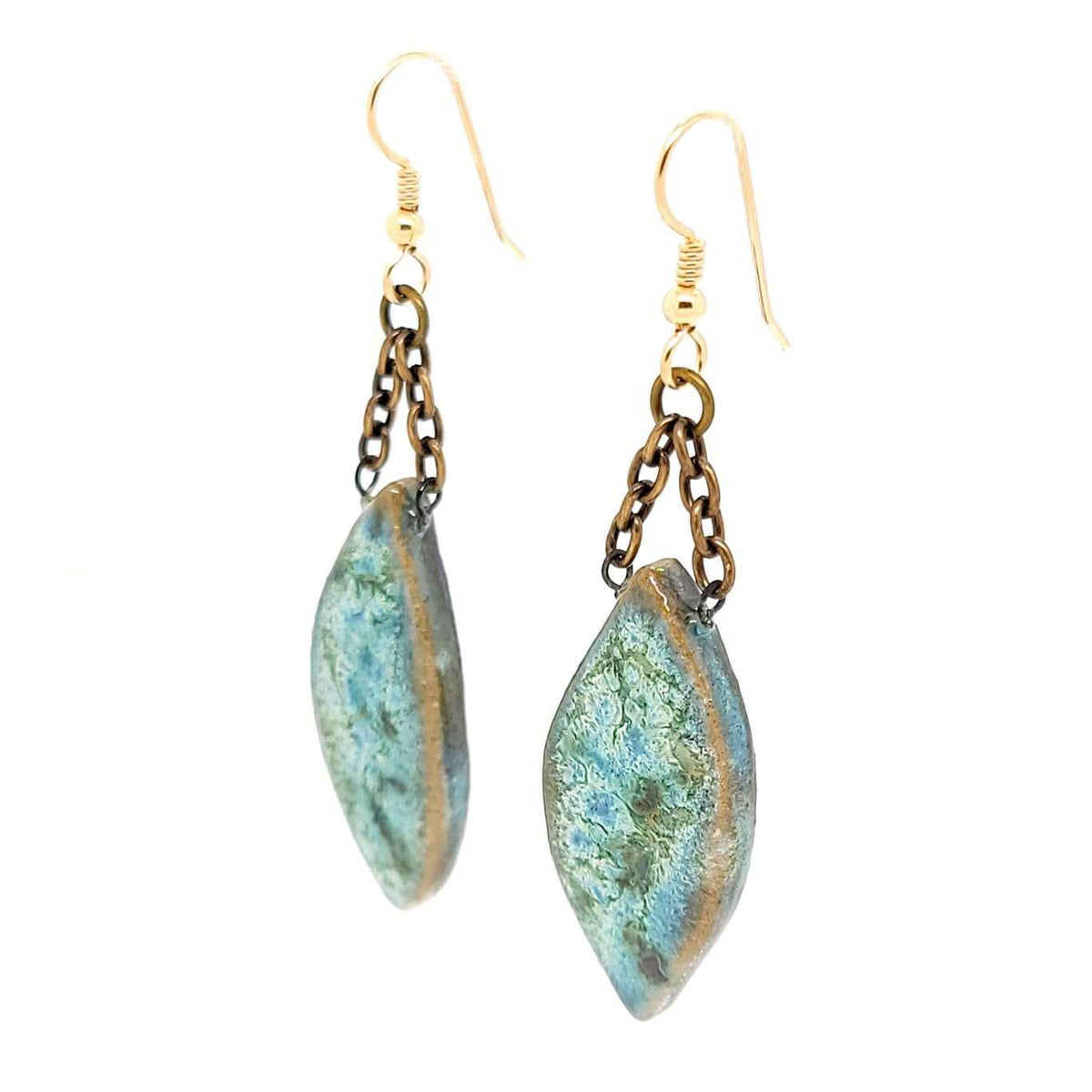 Earrings - Large Leaf Drops in Mystic by Dandy Jewelry