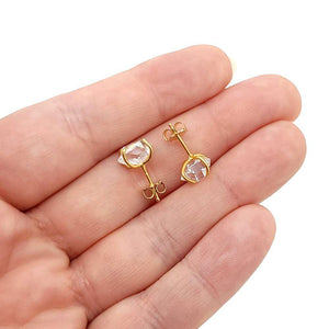 Earrings - Classic 8-9mm Herkimer Studs in Yellow Gold Vermeil by Storica Studio