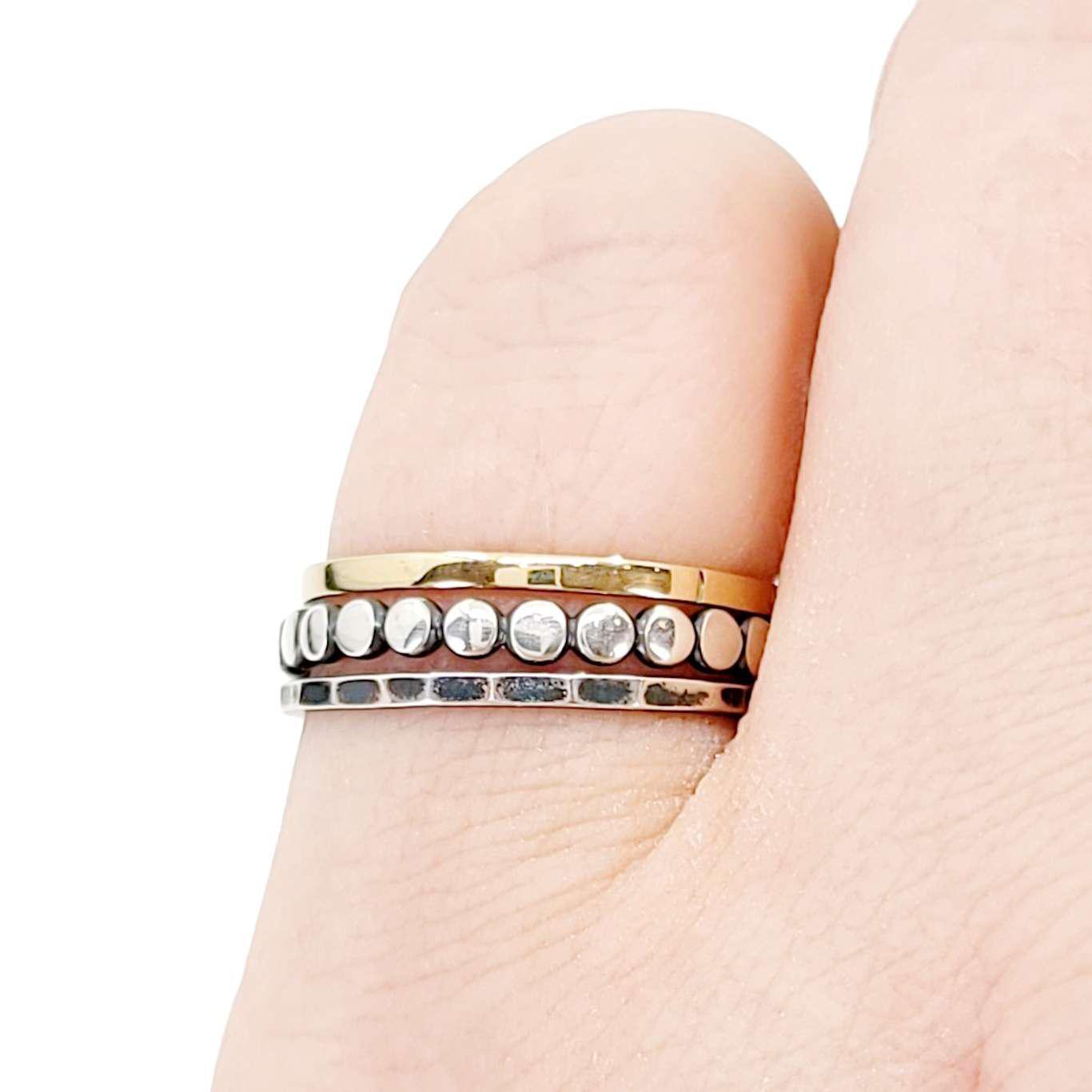 Ring - Size 5, 6.25, 7, 8 - Set of 3 Mixed Metal Stacking Rings (14k Gold, Sterling Silver) by 314 Studio